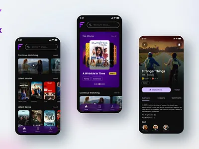 Movies & Series Mobile app android app dark mode interaction design ios app minimal ui mobile design movies app streaming app ui ui design ux design video player ui