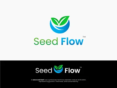 Wave and Leaf Icon Logo Design eco friendly logo design eco logo eco wave logo fresh nature logo green water logo health logo leaf and water logo leaf wave logo minimal leaf logo minimal leaf wave minimal water logo nature harmony icon nature logo nature water logo organic wave icon sustainable brand logo