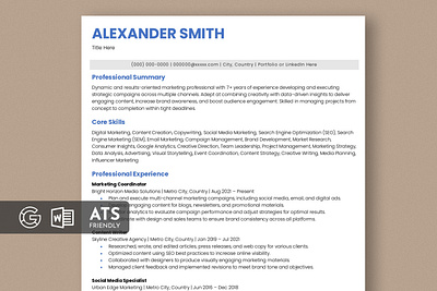 ATS Friendly Resume / CV ats resume cover letter cv cv design editable cv template job application professional resume resume resume design
