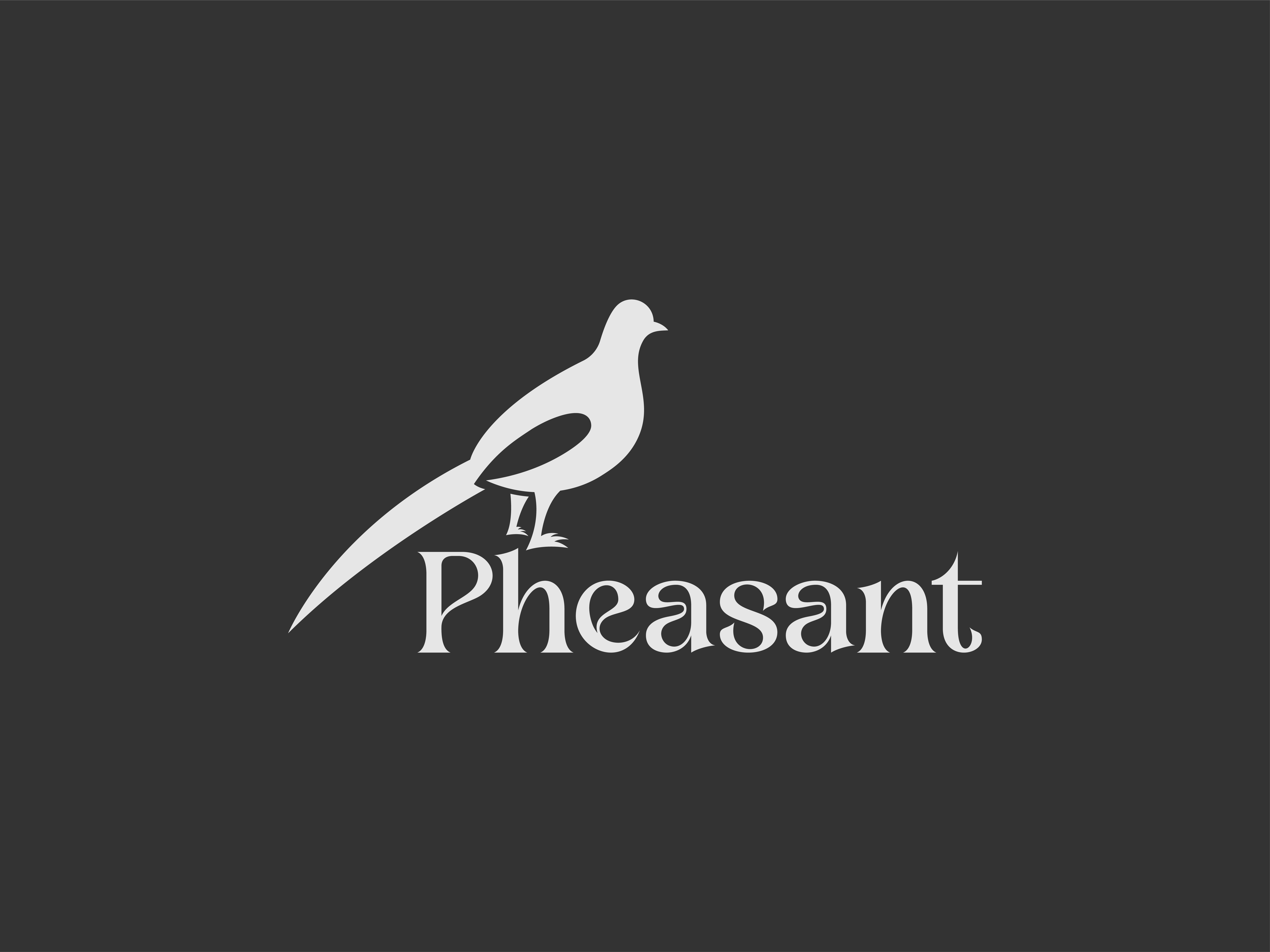 Elegant Pheasant Logo with P-initial animal silhouette logo bird logo black and white logo classy logo design creative bird design elegant logo high end branding luxury brand logo minimal logo design minimalist logo modern nature logo nature logo pheasant logo premium logo simple animal logo stylish logo design timeless logo wildlife logo