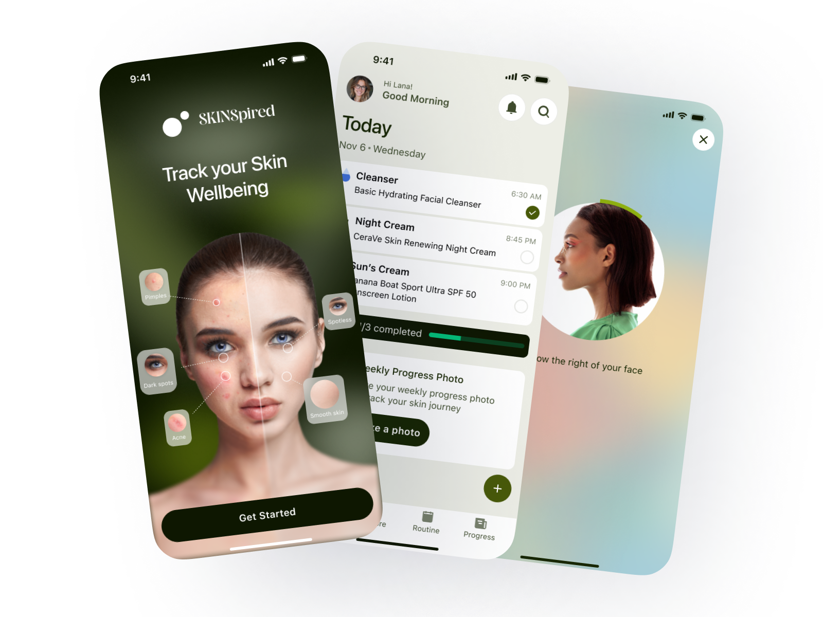 Skin care & personal wellness app app design fitness health healthy diet healthy skin meditation mental health mental wellness mindfullness nutrition selfcare skin analysis skincare skincare routine ui uiux weight loss wellness wellness apps yoga