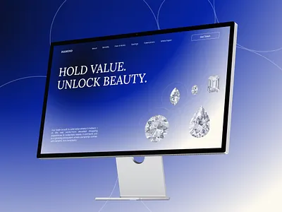 Luxury Grown Diamond Hero ✸ Jewellery & Web3 blockchain blue diamonds e commerce ecom fintech hero hero image jewelry landing page luxury minimalist online shop responsive shopping store homepage ui design ux design web3 website