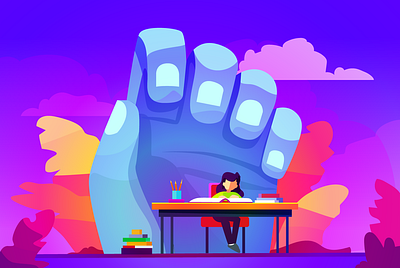 Overwhelmed by Life and Pressure art burnout creative block flat illustration illustration mental health planing productivity student studies study pressure ui elements vector web woman working