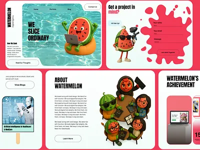Watermelon Digital Agency: IT Company Website UI branding cleanui digitalagency figma innovative itcompany landingpage ui uidesign uiux unique watermelon webui