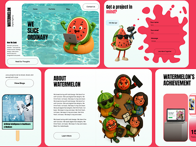 Watermelon Digital Agency: IT Company Website UI branding cleanui digitalagency figma innovative itcompany landingpage ui uidesign uiux unique watermelon webui