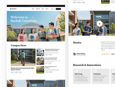 University Website Homepage ui design ux design web design