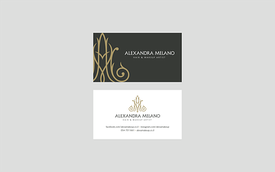 Alexandra Melano Business Card a am brand branding businesscard corporateidentity hair identity logo logotype m makeup monogram visualidentity