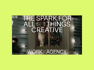 K72 agency creative agency design inspiration graphic design hero section home page landing page layout malvah minimal type ui ux video web