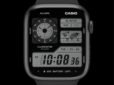 CASIO Illuminator World Time apple concept realism skeuomorphism watch watch face watchface