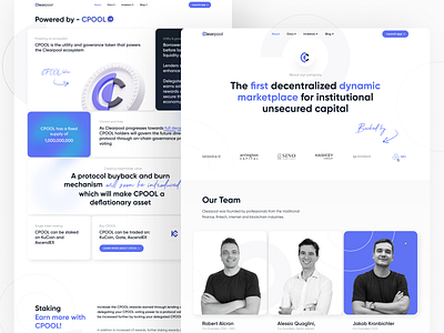 Clearpool: About about about page branding cards clean coins crypto design dribbble features flat illustration interface landing logo money team ui ux