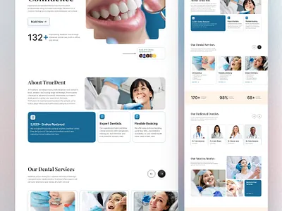 Modern Dental Website Design clean design clinic dental dentist design figma framer hospital landing page medical website moden oral care patient care services smile ui uiux web design website design