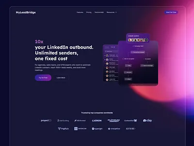 AI-powered LinkedIn automation Saas Landing Page agency ai automation development landing page landing page design linkedin saas technology ui web design web3 webflow