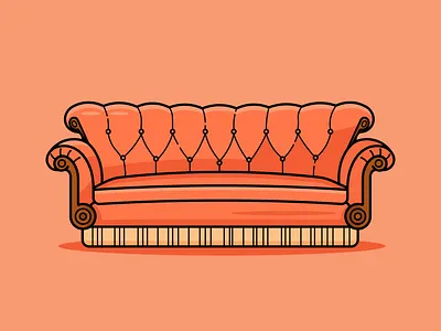 Friends couch art artist artwork branding comfort couch famous friends graphic design icon illustration logo memories nostalgia sofa tv show ui