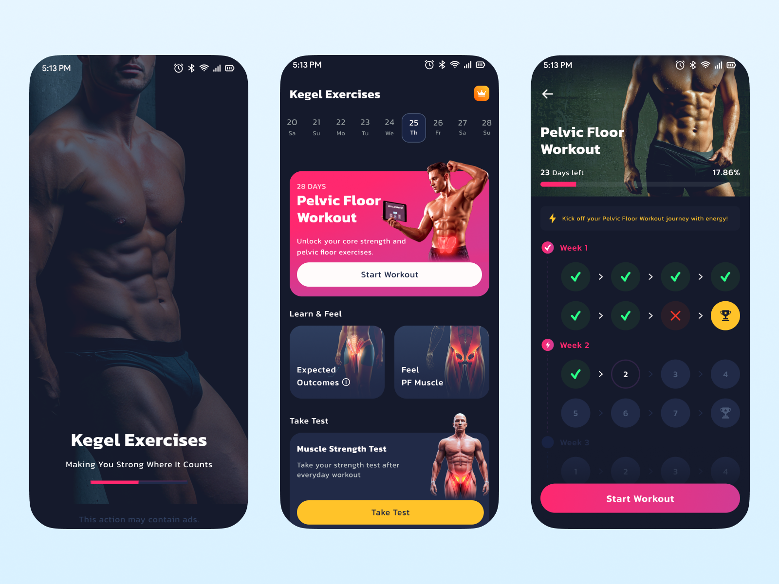 Kegel Exercise Flow for Men – Minimal UI Concept 18 bladder clean ui cute daily tracker femtech fitness app gay intimacy intimate kegel app love men motion design pelvic floor health product design reminder app sexy