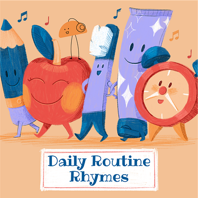 Children music collection cover illustration book cartoon charachter children cover crayon cute draw friends illustration illustrator kid kid friendly music procreate