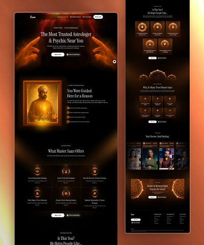 Astrology & Psychic Landing Page Design astrology design energy healing figma framer horoscope landing page landing page design mystic psychic spiritual guidance tarot ui uiux ux website design wordpress zodiac