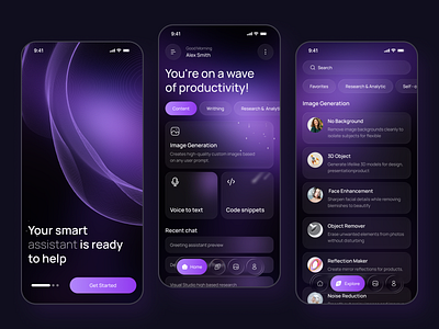 AI Assistant Mobile App ai ai app ai assistant ai bot ai bots ai cahtbot ai chat bot chatbot chatting mobile mobile app product design virtual assistant voice assistant voice interaction