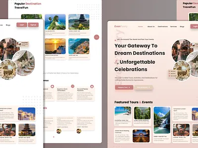 Eventoury landing page travel travelling ui website desgin