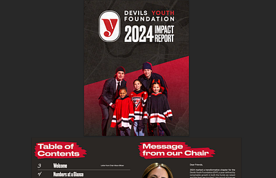 Devils Youth Foundation 2024 Impact Report branding copywriting digital editorial graphic design identity print