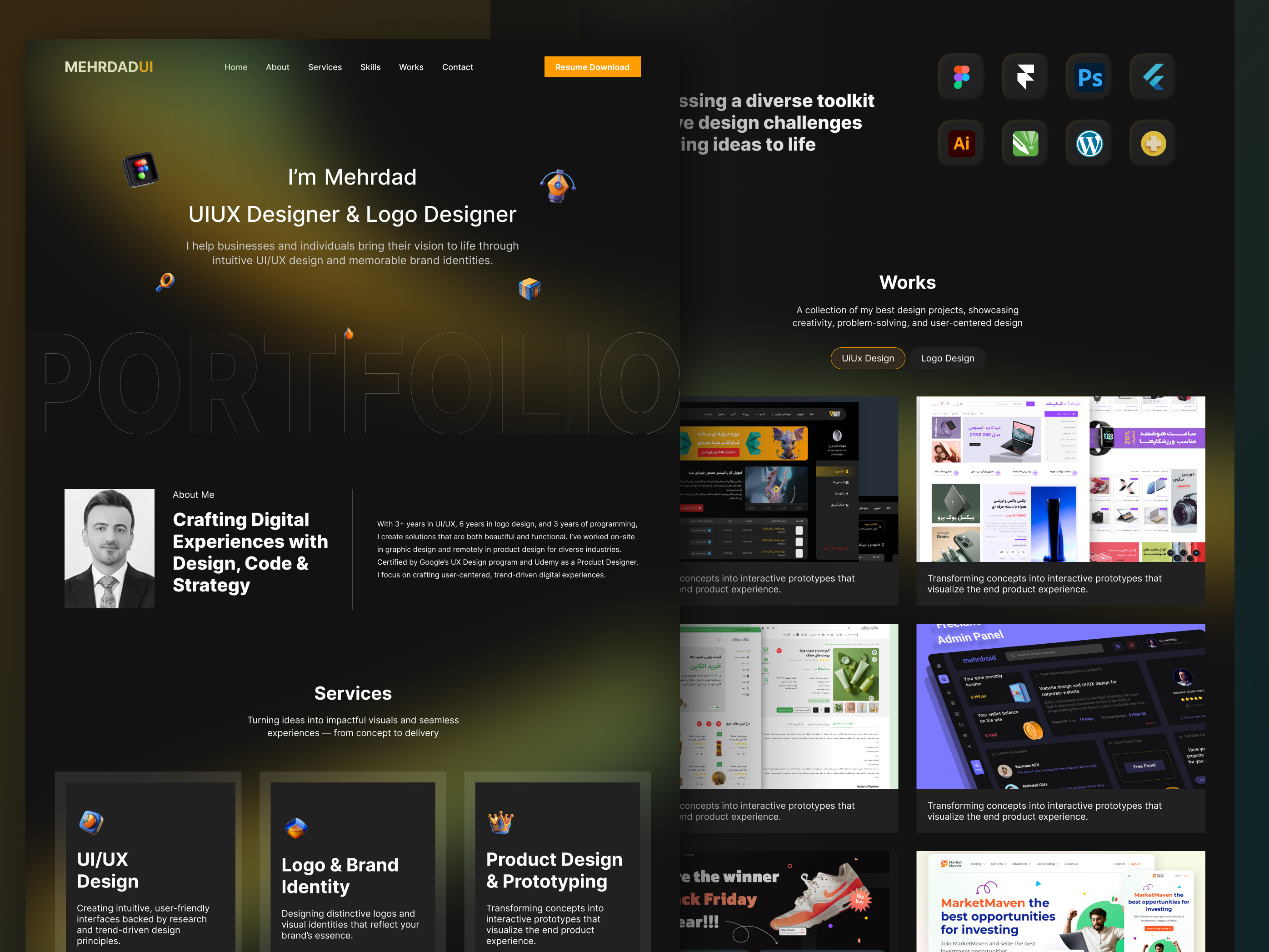 Modern & Minimal UI/UX Portfolio Design design figma graphic design logo ui uiux web