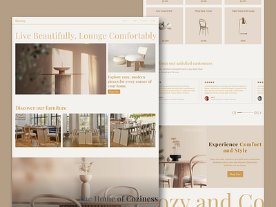 Recozy – Where Minimalist Furniture Meets Timeless Web Design app design ecommercedesign illustration landing page landingpagedesign minimaldesign mobile app ui uidesign webdesign