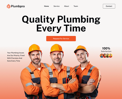 Plumbpro Plumbing and Home Services Website branding construction business contractor graphic design home repair site house constructions local service website logo plumber plumber service plumber website plumbing plumbing landing page renovation techwitpro ui uiux design web design website design