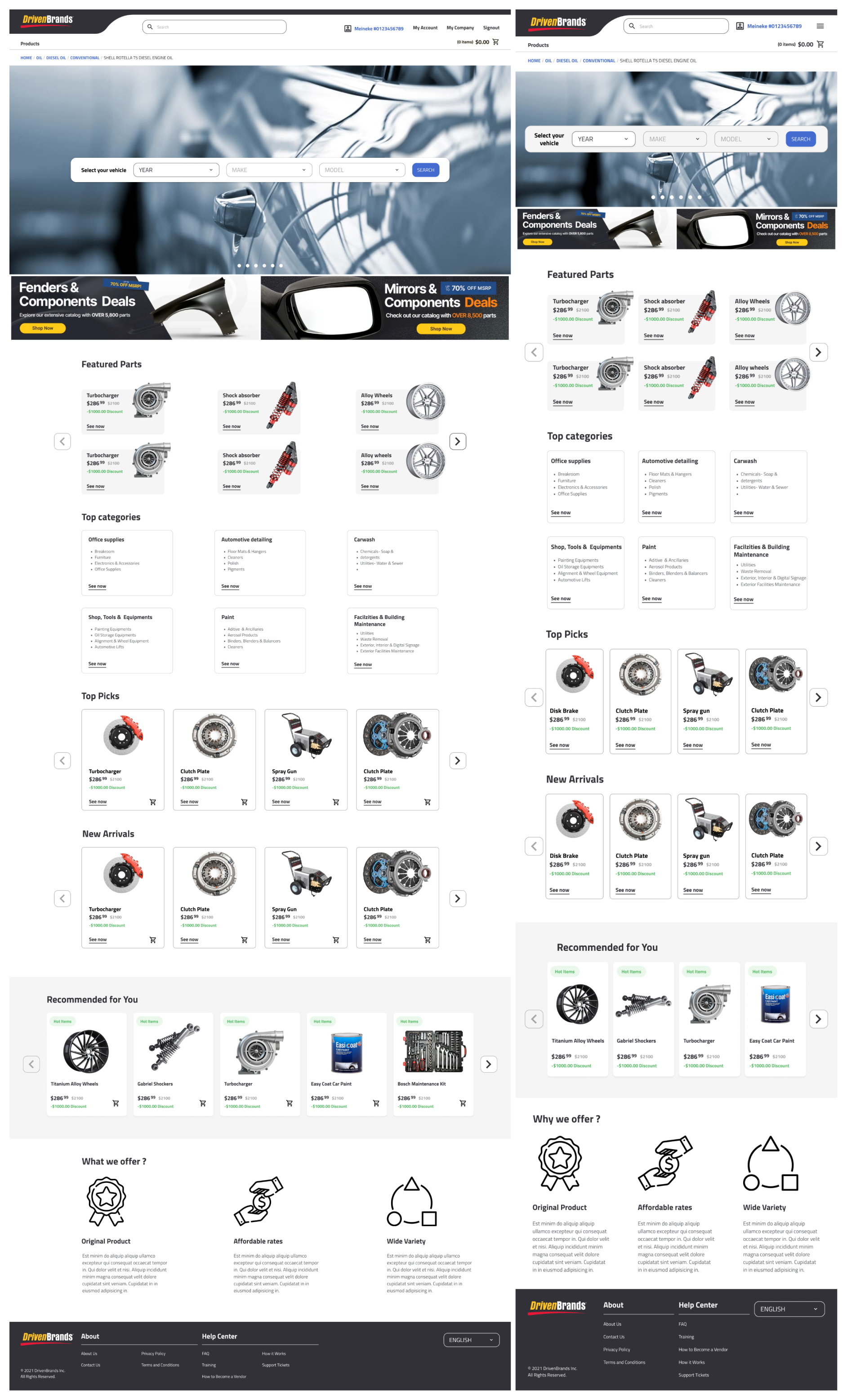 Web app design for Drivenbrands, US branding ui ux visual