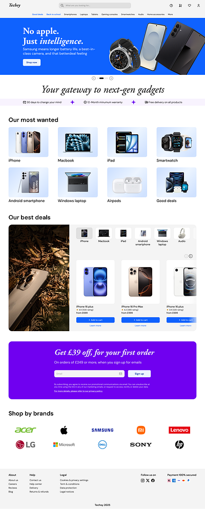 Tech e-commerce ecommerce minimal modern tech technology ui website