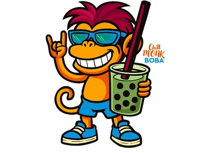 Chill Monk Boba boba character chill cool illustration monkey rebound