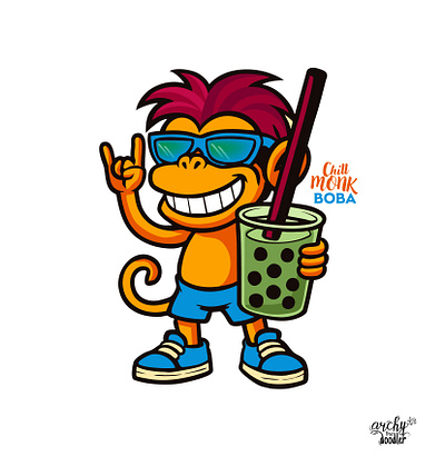 Chill Monk Boba boba character chill cool illustration monkey rebound