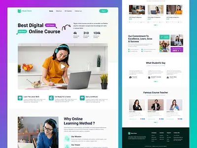 Modern Online Courses Landing Page UI Design branding clean ui course website e learning education platform figma graphic design hero banner landing page learning website modern online courses product design ui ui design uiux ux design visual design web design website