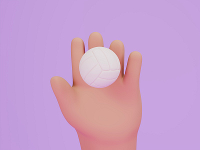 3D Hand & Volleyball 3d 3dblender 3dmodeling 3drender blender character creatice creative design graphic design illustration minimal modeling ui uitrend uitrends