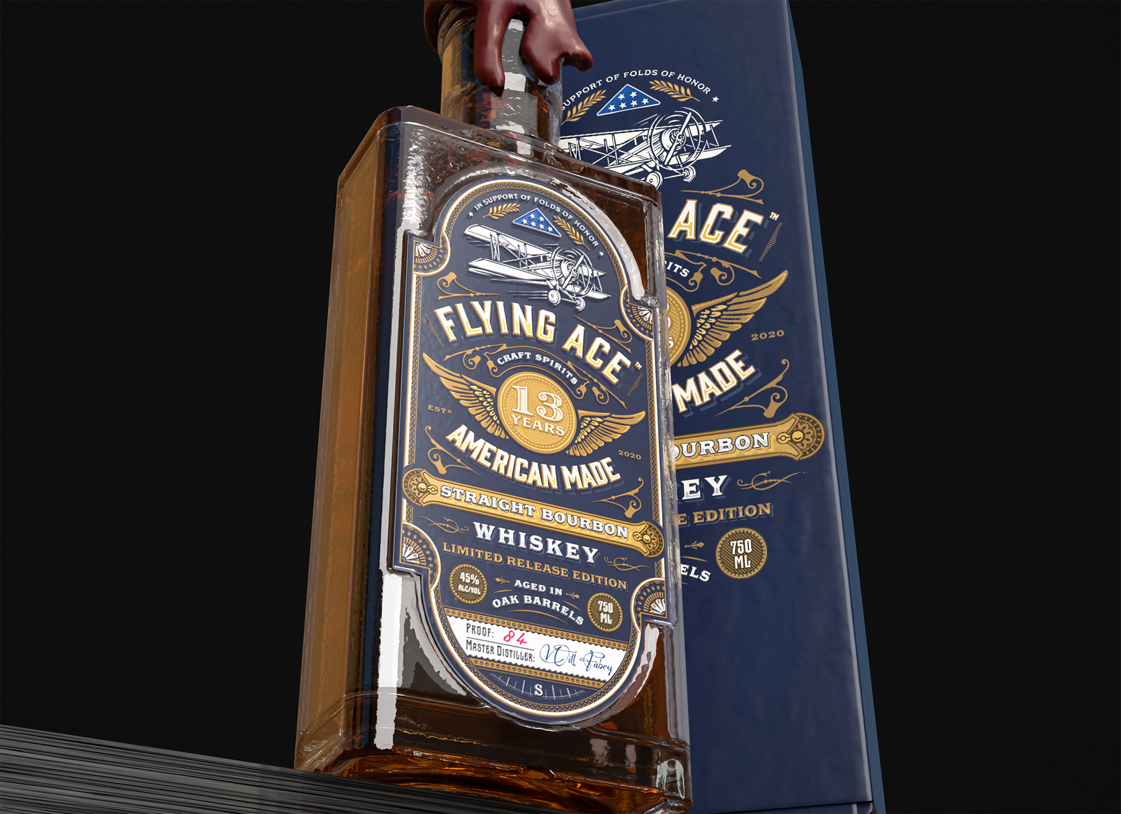 Flying Ace Straight Bourbon Whiskey artisan bourbon branding cognac craft design distillery distilling gin graphic design illustration label label design logo logo design packaging spirits vintage whiskey whisky