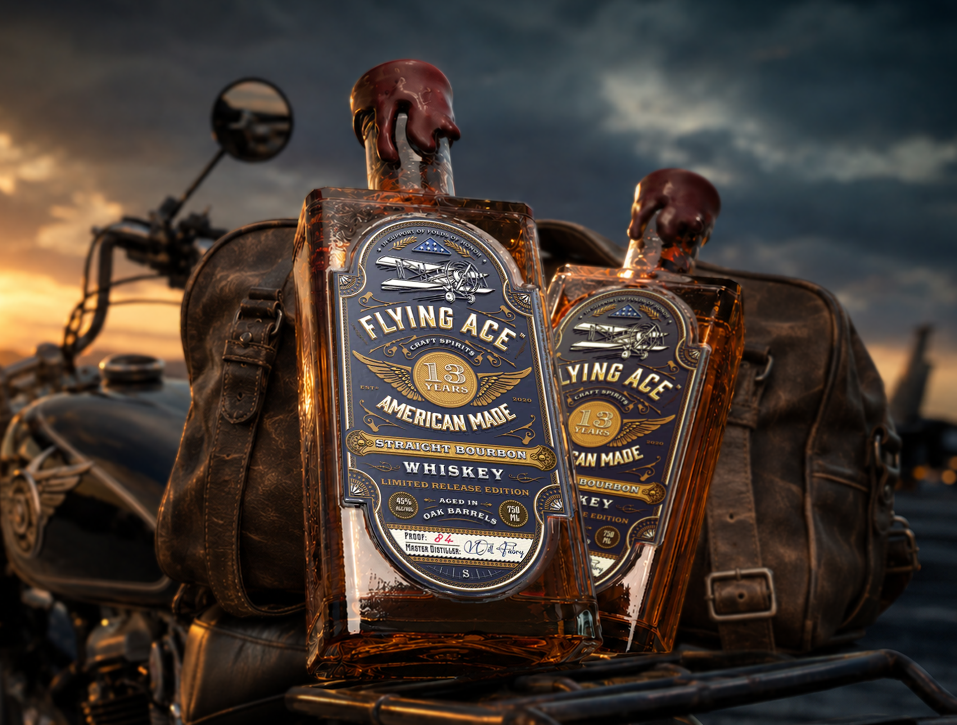 Flying Ace Straight Bourbon Whiskey artisan bourbon branding cognac craft design distillery distilling gin graphic design illustration label label design logo logo design packaging spirits vintage whiskey whisky