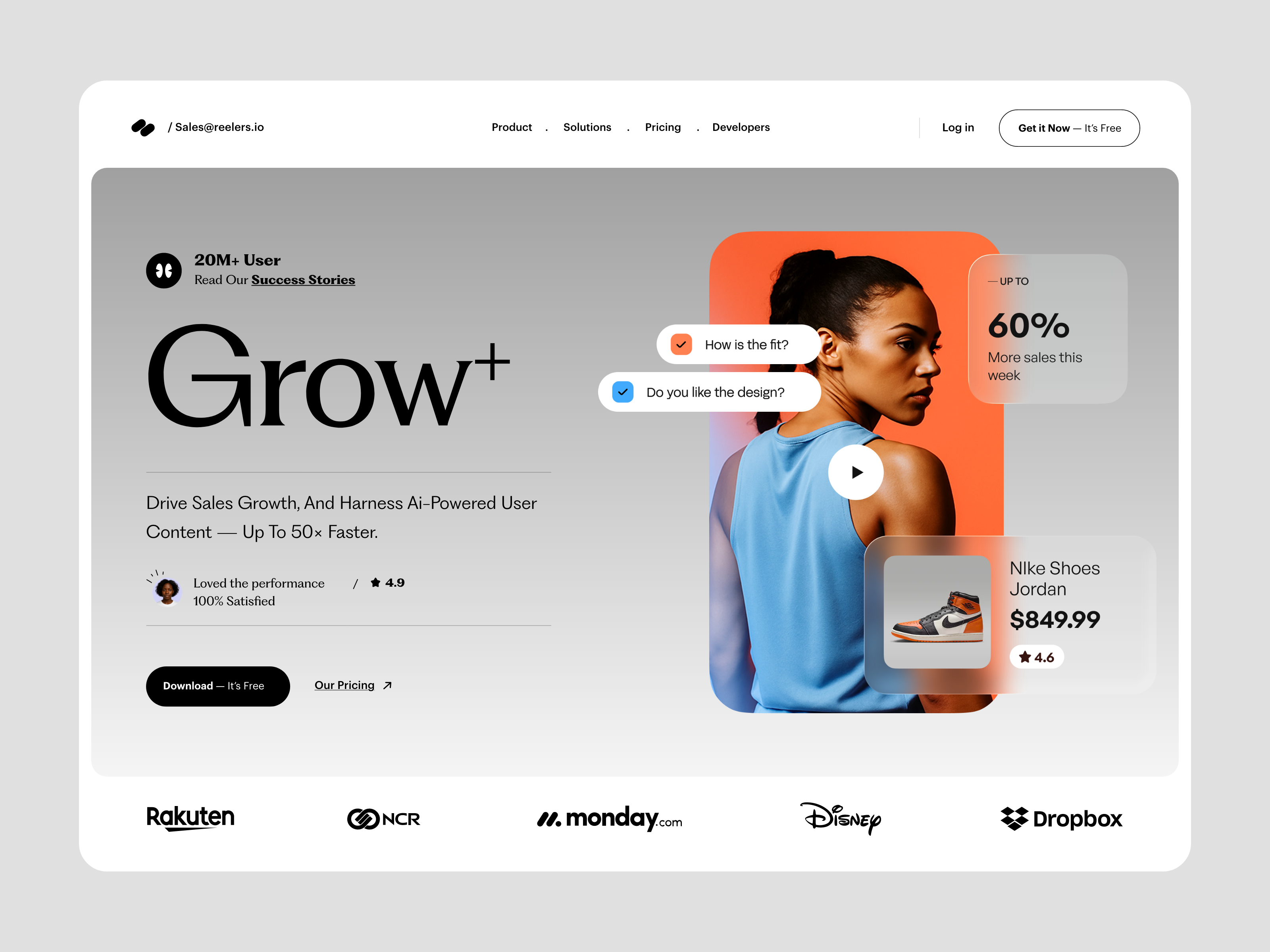 AI Sales - Landing Page Design ads ai ai landing page ai sales ai sales agent ai shiopify ai website ai website design campaign landing page product design sales shopify ui user experience ux video web design website
