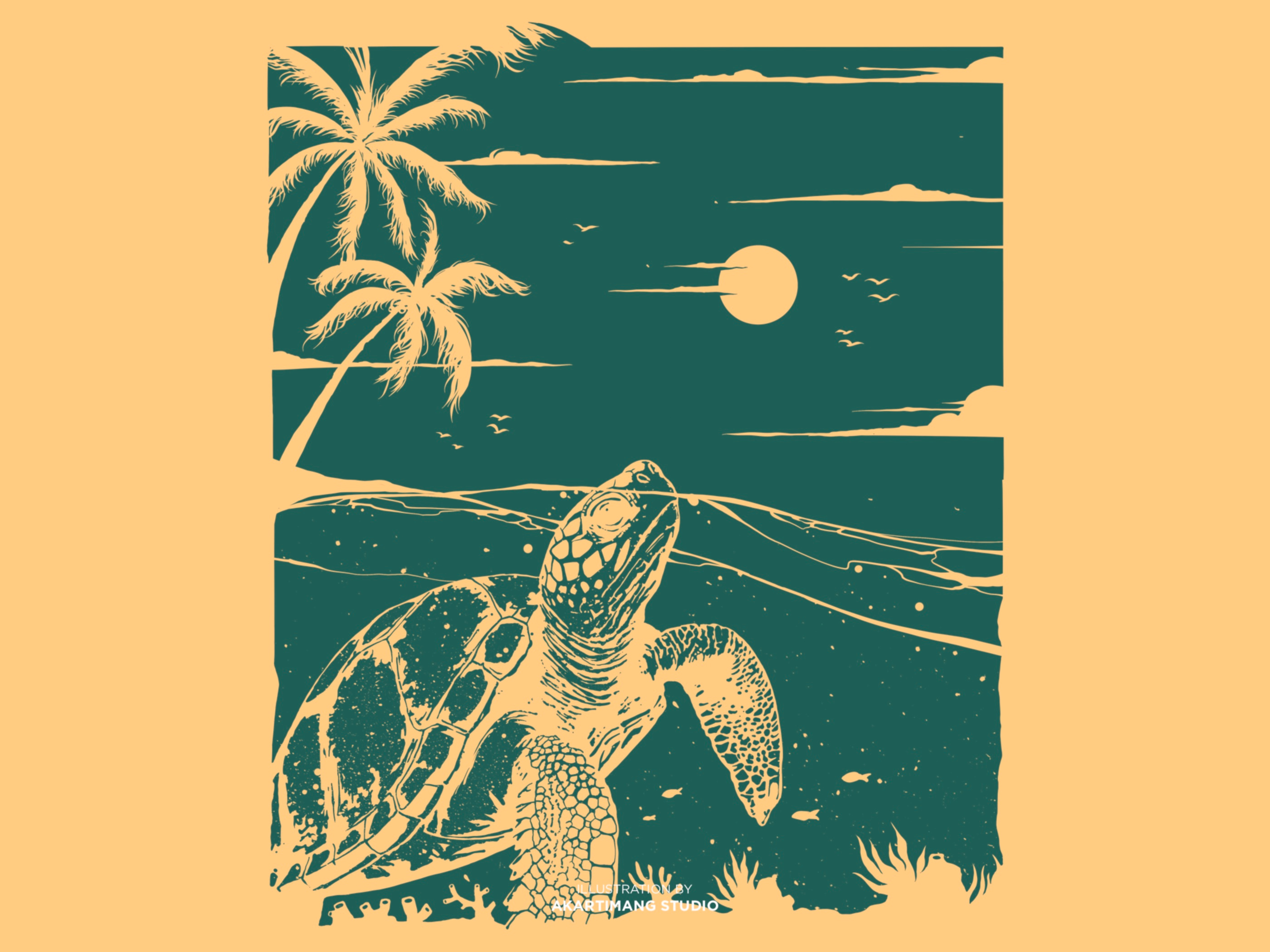 SEA TURTLE design digitalillustration handdrawn illustration ocean oceanlife sea tshirt design turtle vintage vintage design
