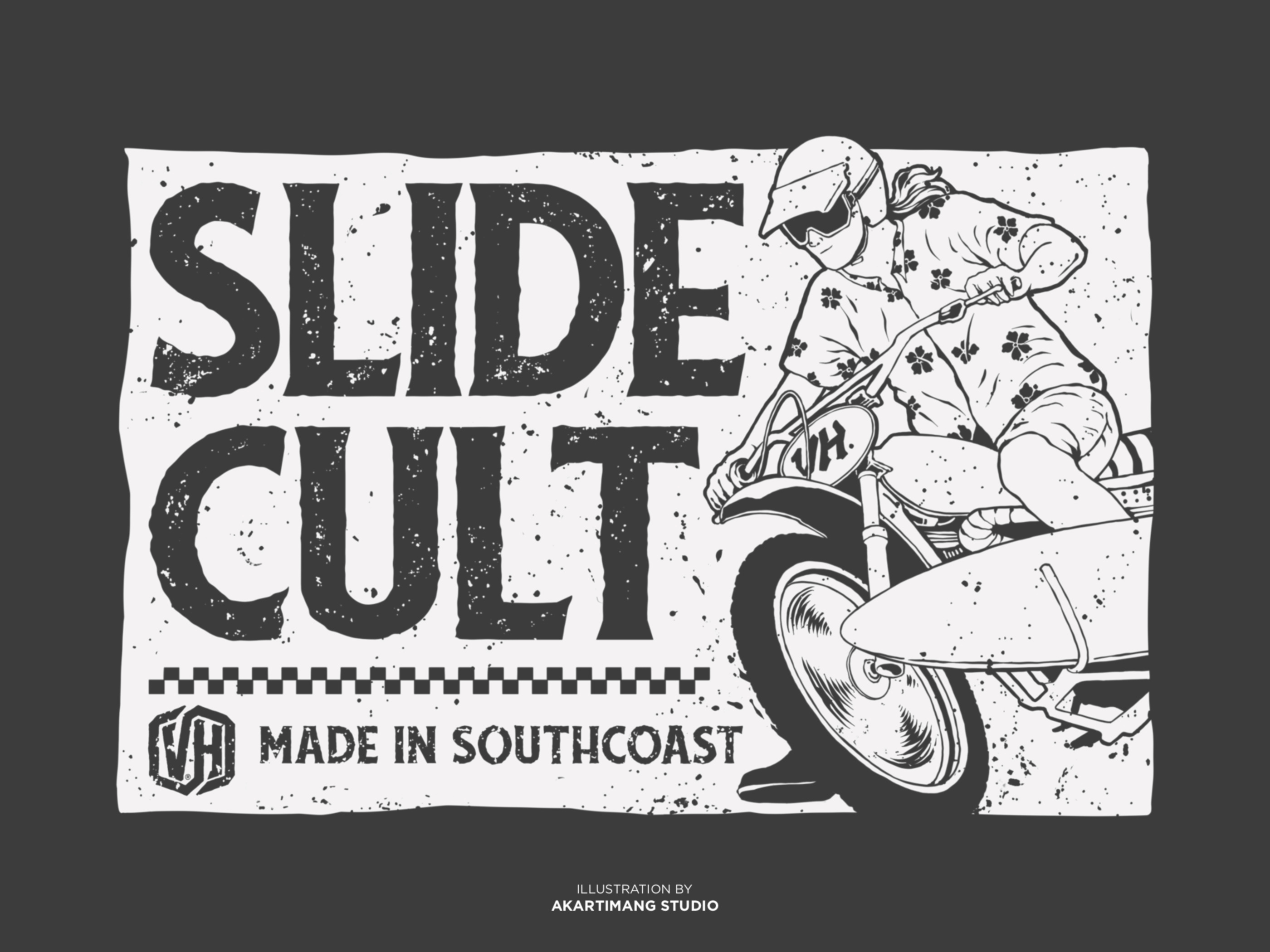SLIDE CULTURE design digitalillustration handdrawn illustration motocross motorcycle rough surf tshirt design vintage vintage design vintagemotorcycle