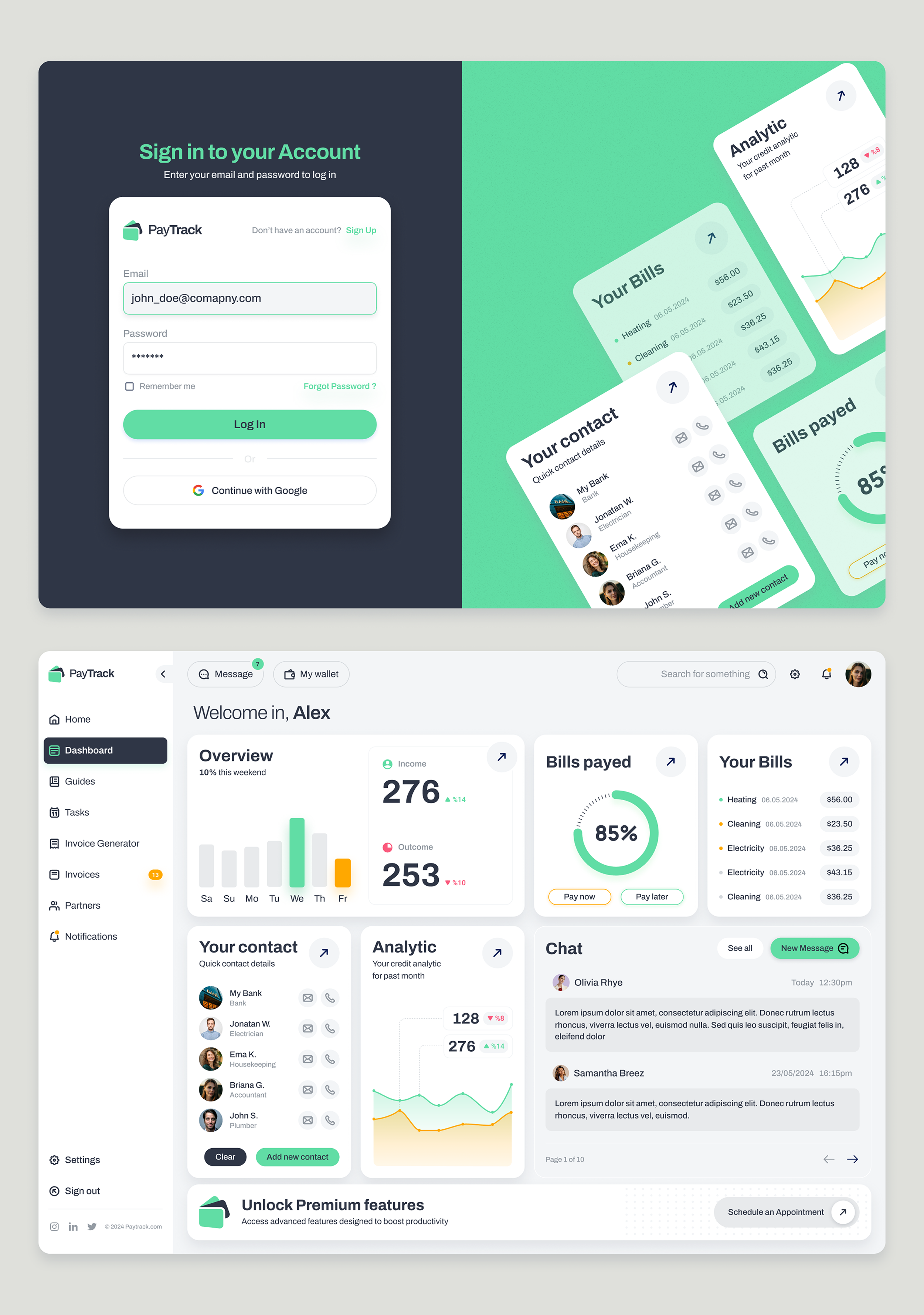 PayTrack app Dashboard