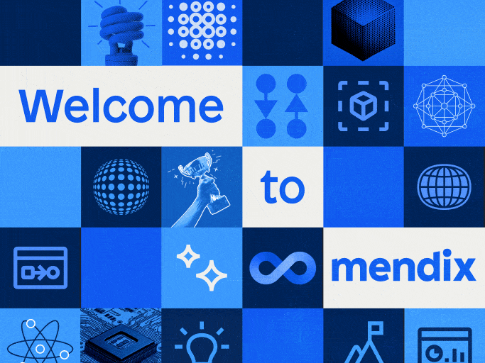 Welcome to Mendix ai animation blue brain code design dev development email gif illustration low code mendix spiral tech typography welcome