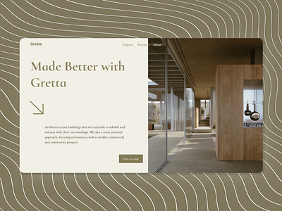 Gretta – Elegant Architecture Hero Section architecture branding design herosection illustration landingpagedesign minimaldesign ui uidesign webdesign