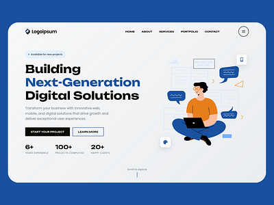 Next-Gen Digital Solutions Hero Section agency website clean design creative design digital solution dribbble shot graphic design hero section landing page modern ui startup website ui ui design ui inspiration ux ux design web design