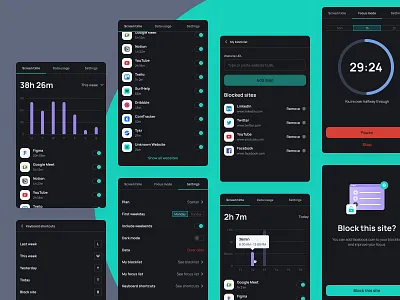 SurfHelp Dark mode chrome dark mode extension pomodoro productivity screen time timer