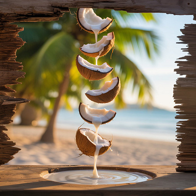 AI-generated COCONUT design ai design digital painting graphic design illustration photoshop print design separation color