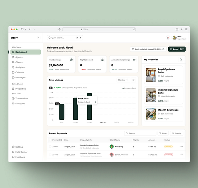 Host booking requests — reimagined booking branding dashboard design figma freelance graphic design green listing minimal product design property revenue ui ux