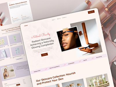 Radiant Skincare – Where Nature Meets Luxury beauty cosmetics ecommerce feminine landingpagedesign minimal minimaldesign organic productdesign skincare ui webdesign
