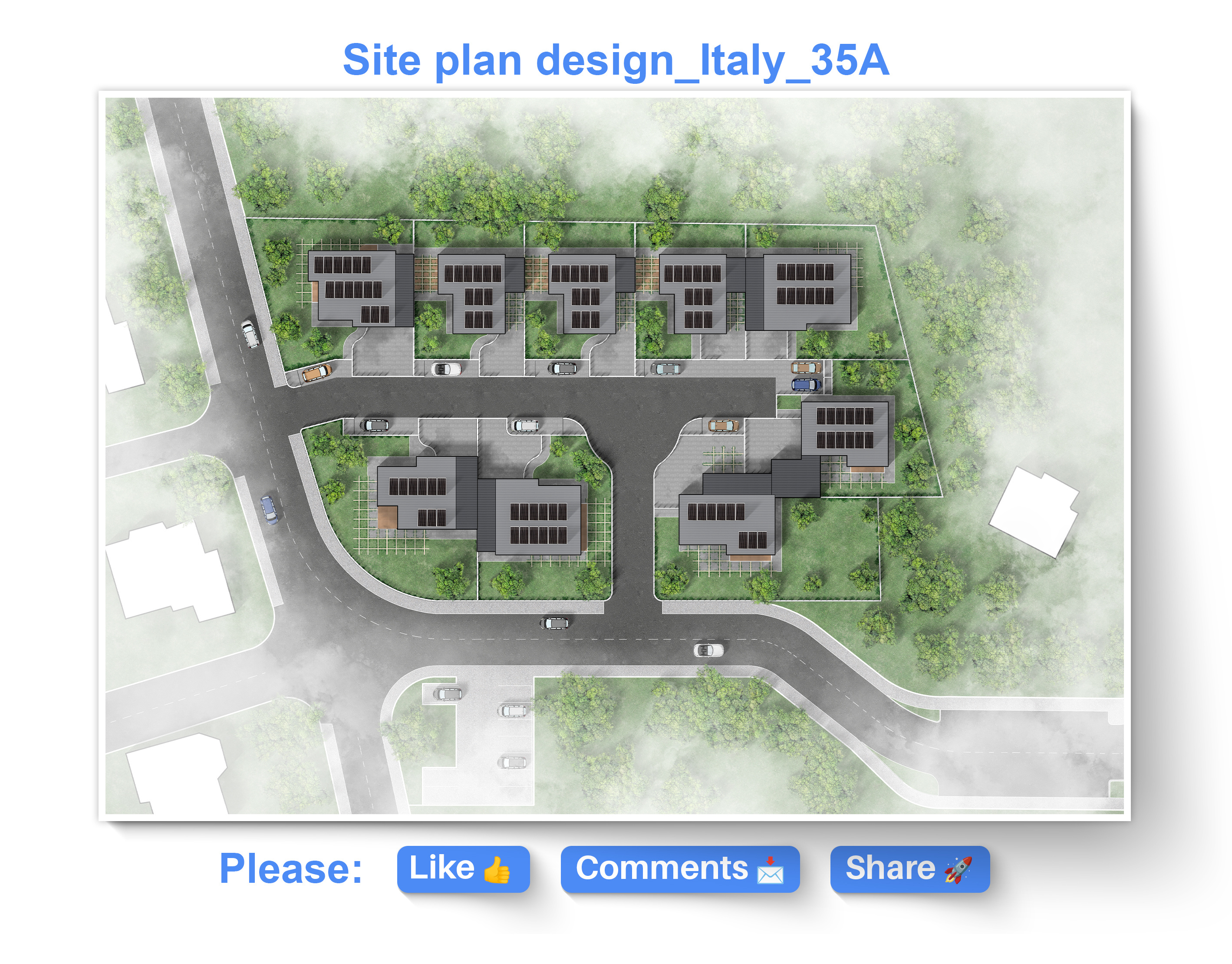 Site plan design_Italy_35A 2d rendering archiminy architecture portfoilo design illustration landscape photoshop rendering rendering