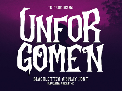 Unforgomen Blackletter Display Font animation blackletter branding font fonts graphic design hooror horror logo modern nostalgic vintage