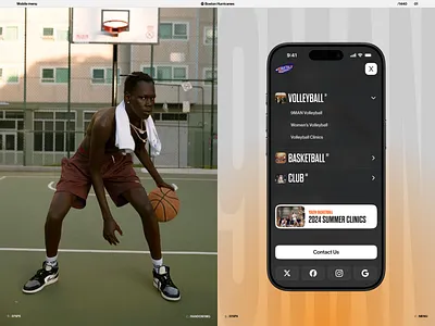 Mobile Menu Dropdown - Sports Club athletic club basketball dribble dropdown menu mobile dropdown mobile navigation mobile ui sports sports club sports pic volleyball