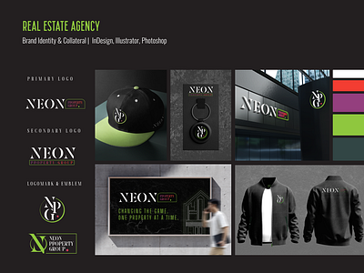 Real Estate Agency Brand Identity branding edgy logo merch neon real estate realty visual identity