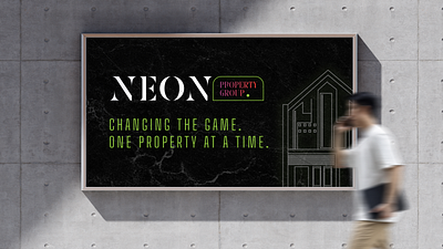 Real Estate Agency Billboard billboard branding design edgy logo merch mockup neon real estate realty